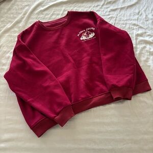 YesStyle Women's Crewneck Sweatshirt in Burgundy with White Logo